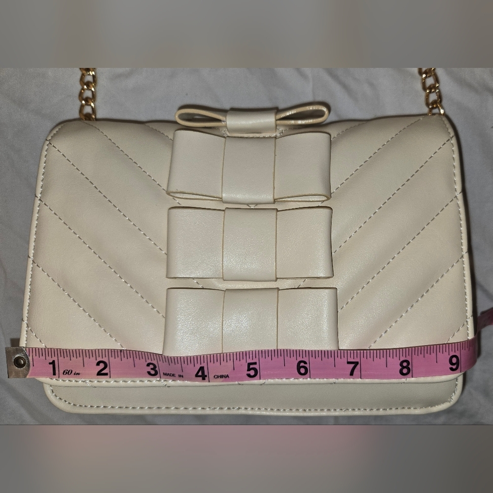 Betsey Johnson Cream Quilted Crossbody Bag